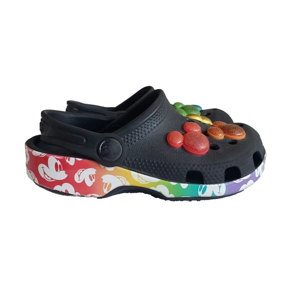 Toddler Disney Pride Black And rainbow Mickey Classic Crocs Toddler Sz C 9